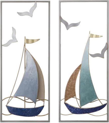 HUYRIYN Nautical Metal Wall Art, Sailboat Wall Sculptures, Coastal Art Boat Decor for Bathroom Hallway in Saudi Arabia