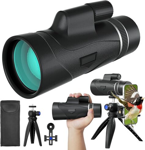 12x50 HD Monocular for Adults High Powered with BAK4 Prism & FMC Lens,Lightweight with Smartphone Adapter, Compact black monoculars for adults high powered in Saudi Arabia
