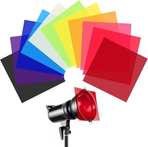 12 Pcs Correction Gel Light Filter 16x20'' Lighting Gels Diffuser 12 Colors Overlays Transparent Plastic Sheets Film for Landscape Led Light, Photography, Video, Photo, Stage in Saudi Arabia