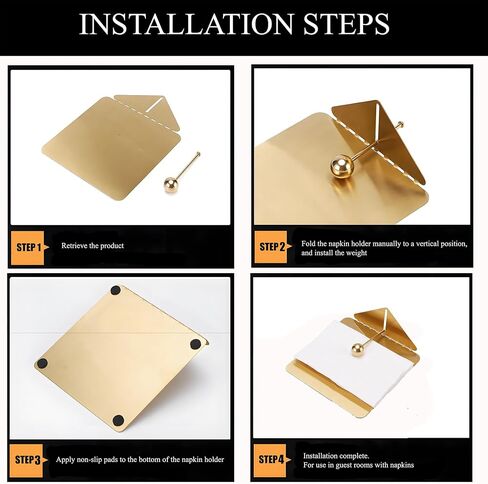 2Pcs Napkin Holder for Table,Cocktail Napkin Holder,Gold Metal Square Napkin Holders for Paper Napkins,Flat Napkin Holder with Weighted Arm,Modern Napkin Holder for Kitchen,Dinner,Bar,Outdoor in Saudi Arabia