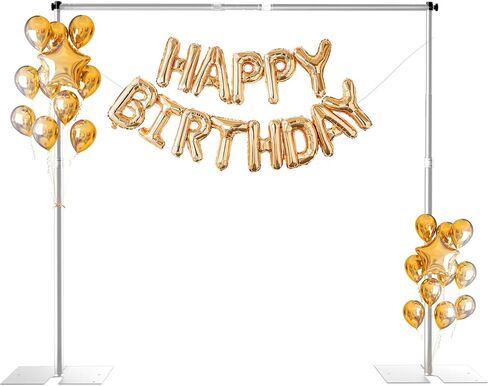 Heavy Duty Backdrop Stand, 8.5ft x 10ft Pipe and Drape Backdrop Stand Kit with Metal Flat Base, Adjustable Background Support System for Wedding Party Birthday Photoshoot Decoration in Saudi Arabia