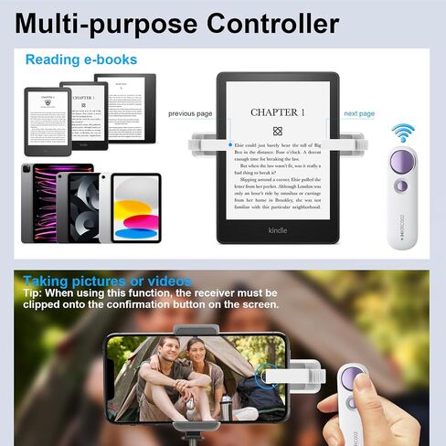 RF Remote Control Page Turner for Kindle Reading Ipad iPhone Android Tablets Surface Comics, Wireless Camera Video Recording Remote Controller, with Reading Light in Saudi Arabia