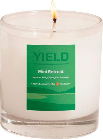 Yield - Mini Retreat Organic Coconut Wax Candle - Firewood, Citrus & Pine Scented Luxury Candle - 50 Hour Burn Time - Essential Oils - Scented Candles - Aromatherapy - Hand Poured in The USA - 8 oz in Saudi Arabia