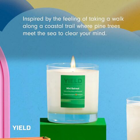 Yield - Mini Retreat Organic Coconut Wax Candle - Firewood, Citrus & Pine Scented Luxury Candle - 50 Hour Burn Time - Essential Oils - Scented Candles - Aromatherapy - Hand Poured in The USA - 8 oz in Saudi Arabia