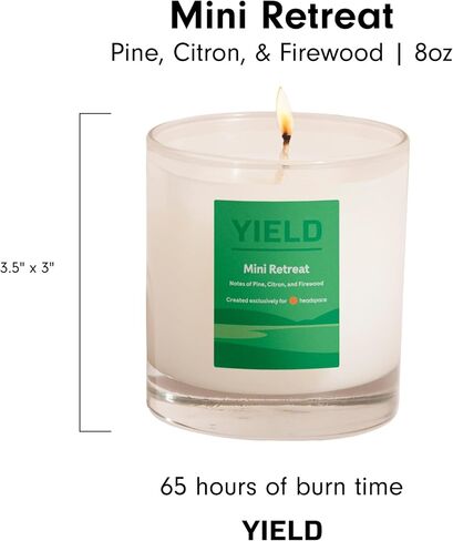 Yield - Mini Retreat Organic Coconut Wax Candle - Firewood, Citrus & Pine Scented Luxury Candle - 50 Hour Burn Time - Essential Oils - Scented Candles - Aromatherapy - Hand Poured in The USA - 8 oz in Saudi Arabia