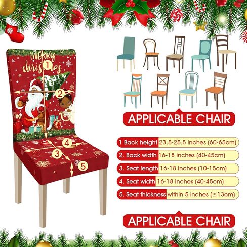 Ganeen 6 Pcs Christmas Chair Covers Merry Christmas Chair Back Cover Stretch Christmas Seat Cover Washable Xmas Dining Chair Protector Slipcover for Dining Room Kitchen Holiday Party (African Style) in Kuwait