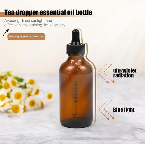 5Pcs Dropper Bottles,4oz(120ml) & 5ml Amber Glass Tincture Bottles with Dropper, Funnel, Pipette, Labels,Brush Droplette Bottle for Essential Oils Liquids(120ml, Brown) in Saudi Arabia