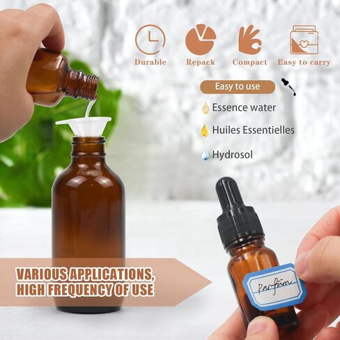 5Pcs Dropper Bottles,4oz(120ml) & 5ml Amber Glass Tincture Bottles with Dropper, Funnel, Pipette, Labels,Brush Droplette Bottle for Essential Oils Liquids(120ml, Brown) in Saudi Arabia