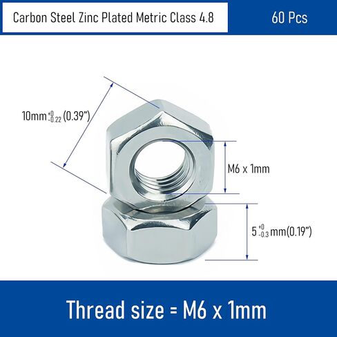 40PCS M8-1.25 Hex Nuts, Carbon Steel Metric Coarse Thread Hexagon Nut, ISO 4032, Class 4.8 Screw Bolt Fasteners, Zinc Plated Hardware Lock Nut in Saudi Arabia
