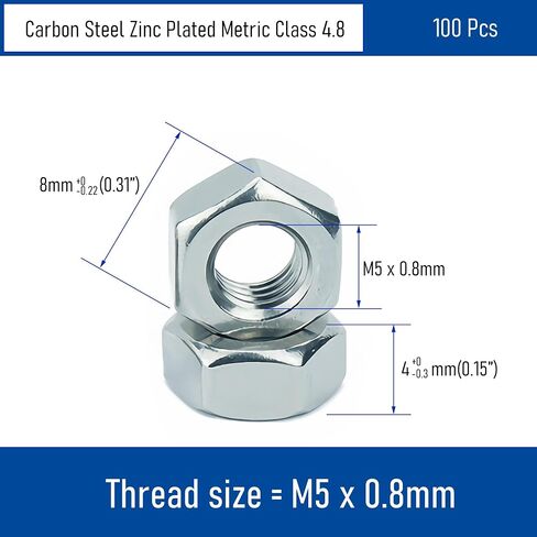 40PCS M8-1.25 Hex Nuts, Carbon Steel Metric Coarse Thread Hexagon Nut, ISO 4032, Class 4.8 Screw Bolt Fasteners, Zinc Plated Hardware Lock Nut in Saudi Arabia