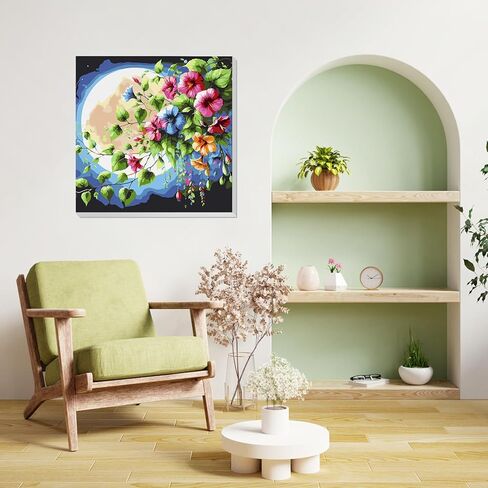 مجموعة الطلاء بالأرقام من HEIBAGO للبالغين، لوحة قماشية مؤطرة وحامل خشبي مقاس 30.48 سم × 30.48 سم، مجموعة طلاء أكريليك بالأرقام للبالغين المبتدئين، فنون وحرف رسم العيون الرائعة لديكور الحائط المنزلي in Kuwait