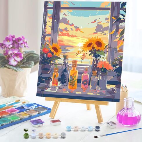 HEIBAGO DIY Paint by Numbers Kit for Adults 12"x12" Framed Canvas&Wooden Easel, Acrylic Paint by Numbers Kits for Adults Beginner, Fantastic Flowers Eye Drawing Arts and Crafts for Home Wall Decor in Saudi Arabia