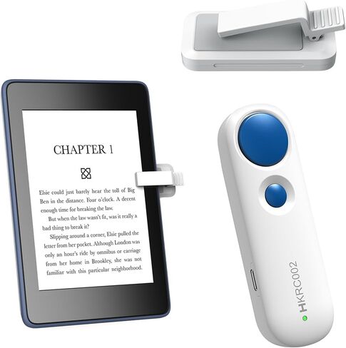جهاز التحكم عن بعد بتردد الراديو لجهاز Kindle iPad iPhone Android-Phone/الأجهزة اللوحية لقراءة الكتب الإلكترونية والروايات المصورة، جهاز التحكم عن بعد في الكاميرا، مصباح يدوي مدمج، أبيض + أزرق in Kuwait