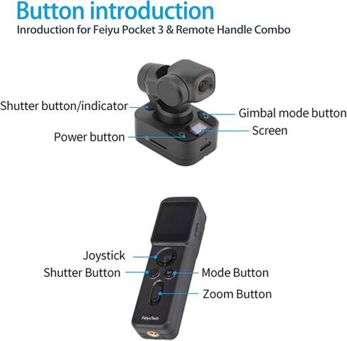 Feiyu Pocket 3 + Phone Holder - Handheld 4K Camera with 3-Axis Gimbal Stabilizer,1/2.3″CMOS,Detachable Magnetic Pocket-Sized Camera,4.0 AI Tracking in Saudi Arabia