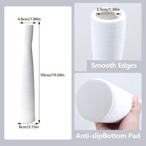 مزهرية سيراميك سوداء بطول 20 بوصة، مزهريات أرضية لعشب بامباس، مزهرية زهور ذات طراز بسيط للديكور الحديث، مزهرية نحيفة طويلة للمدخل، رف الكتب، المدفأة، ديكور الرف (L، 50 سم) in Saudi Arabia