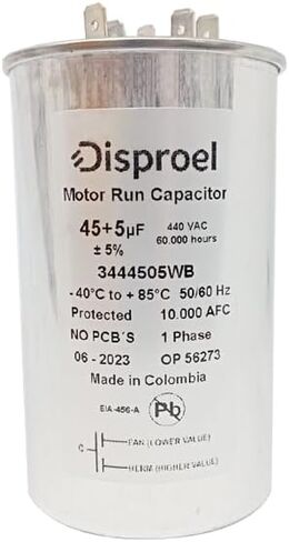 مكثف مكيف هواء مزدوج التشغيل 45/5 μF 370/440V | مكثف HVAC لمكيف الهواء ومحرك المروحة والمضخة الحرارية والمكثف 3444005WB in Saudi Arabia