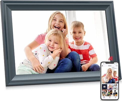 إطار صور رقمي 10.1 بوصة إطار صور رقمي واي فاي، شاشة لمس عالية الدقة 1280 * 800، تخزين 16 جيجابايت، عرض شرائح يدور تلقائيًا، مثبت على الحائط، مشاركة الصور والفيديو على الفور عبر تطبيق الهاتف، أسود in Saudi Arabia
