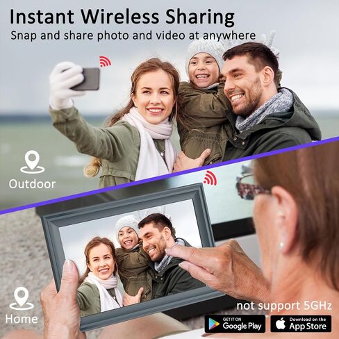 إطار صور رقمي 10.1 بوصة إطار صور رقمي واي فاي، شاشة لمس عالية الدقة 1280 * 800، تخزين 16 جيجابايت، عرض شرائح يدور تلقائيًا، مثبت على الحائط، مشاركة الصور والفيديو على الفور عبر تطبيق الهاتف، أسود in Saudi Arabia
