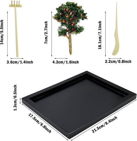 مجموعة Woohome Mini Zen Sand Garden Kit، مجموعة Mini Zen Garden Kit، مجموعة ديكور Zen مع الرمال البيضاء والصخور والكراسي الصغيرة والأبراج والجسور ونماذج الأشجار لديكور سطح المكتب المنزلي والمكتب in Kuwait