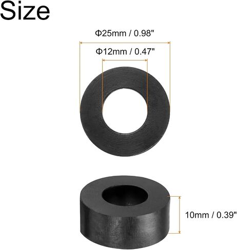 uxcell 36pcs Rubber Spacers 25mm OD, 12mm ID, 10mm Height Round Anti Vibration Spacer Rubber Bushing Grommets Thick Rubber Washers for Home Car Accessories in Saudi Arabia
