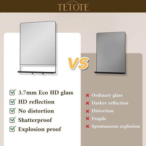 tetote مرآة الغرور ذات إطار معدني أسود مع رف للجدار، مرآة مستطيلة مستديرة مقاس 24 × 32 بوصة للجدار، مرآة الغرور للحمام باللون الأسود غير اللامع، ديكور الحمام للمزرعة، غرفة المعيشة، غرفة النوم in Saudi Arabia