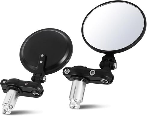 DNA MOTORING Pair of Motorcycle Side View Mirror, Chrome Glass, Compatible with BMW Honda Suzuki Yamaha Kawasaki Most Motorcycle Cruiser Scooter, Irregular shape Style, MP-MR-M012 in Saudi Arabia