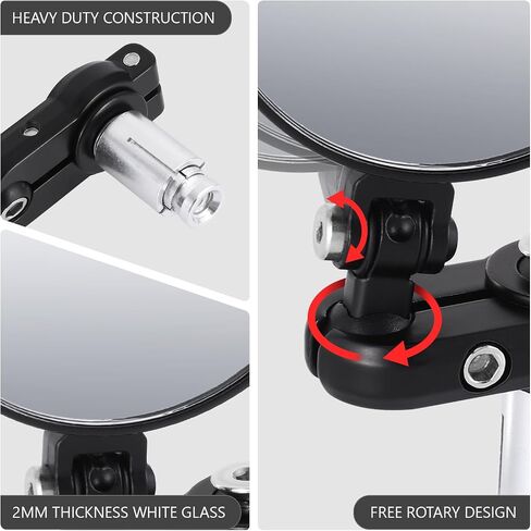 DNA MOTORING Pair of Motorcycle Side View Mirror, Chrome Glass, Compatible with BMW Honda Suzuki Yamaha Kawasaki Most Motorcycle Cruiser Scooter, Irregular shape Style, MP-MR-M012 in Saudi Arabia