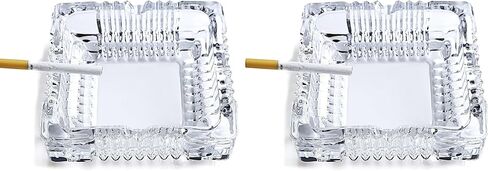 Luxury Glass Ashtray - For Home - RV - Table Top or Office - Smoke Collectable Tribal Decoration with 4 Grooved Cigar Beds - For Cigarette or Cigars - SQUARE 4.5" (Small 1) in Saudi Arabia