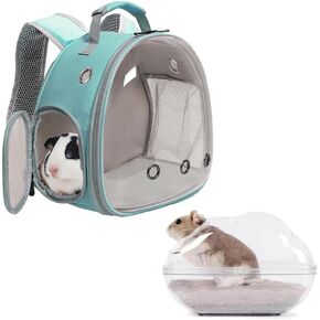 Portable Travel Backpack Habitat for Small Animal, Space Capsule Bubble Window Guinea Pig Bird Bearded Dragon Turtle Carrier Rabbit Squirrel Hamster Cage Breathable Handbag