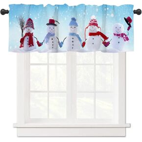 Snowman Valance Curtains 54x18 Inch Let it Snow Snowflake Christmas Toppers Rod Pocket Window Treatment for Kitchen Bedroom Bathroom Living Room Holiday Decor (1 Panel)