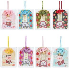 WEBEEDY 8 Styles Japanese Pig Amulet Japanese Omamori Charms Good Luck Hanging Sachet Handmade traditional Japanese Charms Pendant for Study Love Success Traffic Safety Wealth(Assorted Color)