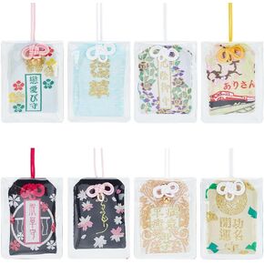 WEBEEDY 8 Styles Japanese Omamori Amulet Good Luck Hanging Sachet Handmade Traditional Japanese Charms Luck Pendant for Study Love Success Traffic Safety Wealth(Assorted Color)
