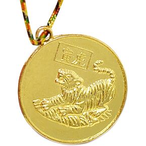 Fengshuibringluck Feng Shui Zodiac Tiger Year Fortune Coin Copper Round Necklace/Decoration/Gift+Red Jewelry Bag