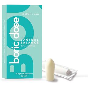 Mothers Dose Boric Dose Boric Acid Suppositories - Maintains and Balances Healthy Vaginal pH, Manages Odor, Hydrates, & Moisturizes. USA Made with Added Cocoa Butter and Coconut Oil