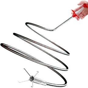 63 Inch Sink Drain Snake, Drain Clog Remove Tool With 4 Claws, Flexible Grabber Claw Pick Up Tool, Drain Snake Hair Drain Clog Remover Tool, Home Sink And Toilet Drain Cleaner Tool