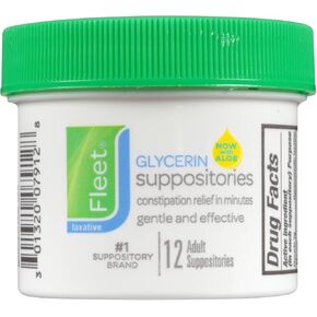 Fleet Glycerin Suppositories Adult 12 Each (Pack of 4)
