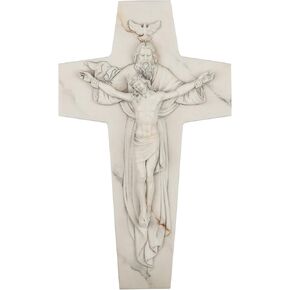 ShineOnAngel Holy Trinity Crucifix Wall Cross, 10inch Holy Cross Religious Modern Home Wall Decoration Hand Painted Marble Effect Religious Gift