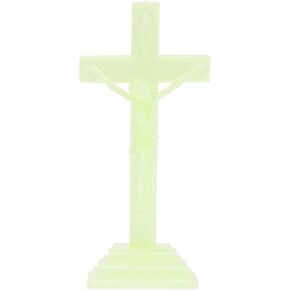Uonlytech Ornament Crucifix Christian Decoration Catholic Statue Church Ornament: Blessing Glow Holy Adorn Luminous Adornment The Home Easter in Dark Jesus Figurine Religious for