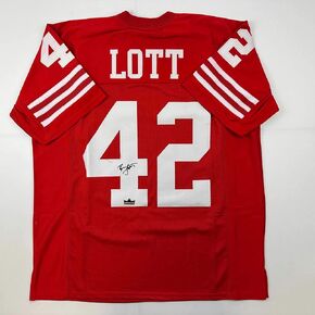 Facsimile Autographed Ronnie Lott San Francisco Red Reprint Laser Auto Football Jersey Size Men's XL