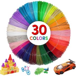 30 Colors 990ft PLA 3D Pen Filament Refills 1.75mm,Printer Filament Bundle,Printing Filament Refill with High-Precision Diameter Not Compatible with 3Doodler Pen for Kid Safe Painting Crafting