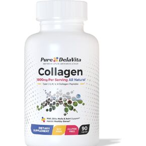 Complete Collagen Supplement – 1800mg, Types I, II, III, V, X for Hair, Skin, Nails, Joints & Bone Health, Anti-Aging, High Absorption, Non-GMO, Gluten-Free, Made in USA, 90 Capsules