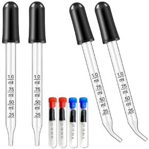 قطارة عين زجاجية بقياس 4 عبوات 1 مل - قطارات طبية زجاجية معايرّة ذات طرف مستقيم، جرعة دقيقة من قطارة الماصة تأتي مع عبوة فردية مقاومة للكسر in Kuwait