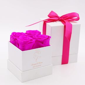 Zangwill Preserved Roses in a Box,Real Roses That Last Up to 3 Years,Long Lasting Roses, Handmade,The for Valentine's Day,Christmas,Weddings,Birthday,Mother's Day (Radiant Pink)