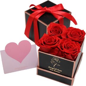 Zangwill Preserved Roses in a Box,Real Roses That Last Up to 3 Years,Long Lasting Roses, Handmade,The for Valentine's Day,Christmas,Weddings,Birthday,Mother's Day (Radiant Pink)