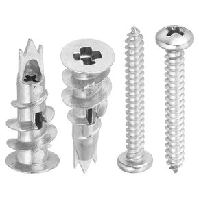 1/2"x1-1/4" Self-Drilling Drywall Anchors with Screws Kit - 100 Set - Good for Concrete Tile Cement - Zinc Alloy Hollow Wall Anchors Kit with 35mm Screws
