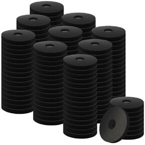 JAPCHET 200 Pcs Black Rubber Flat Washer, 1 Inch OD x 1/4 Inch ID x 1/8 Rubber Flat Washer Rubber Washer Assortment for Bolts Spacers
