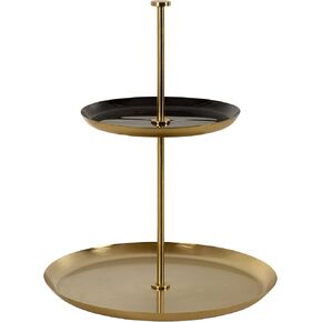 Kate and Laurel Laranya Tiered Round Decorative Tray, 12x12x15, White/Gold