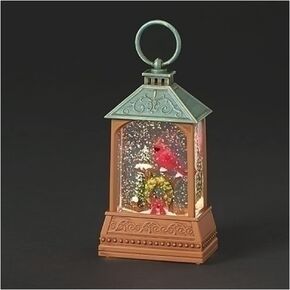 Roman Lighted Joy Mini Lantern with Cardinal Swirl Dome, 5.5-inch Height, Christmas Decoration