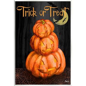 Stupell Industries Trick Or Treat Halloween Jack-o-Lantern Wood Wall Art, Design by Paul Brent