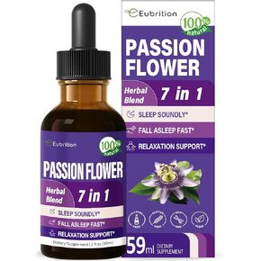 Passion Flower Liquid Drops for Sleep Support, Natural Herbal Formula with Valerian Root Chamomile Extract Support Sleep Soundly & Relaxation. High Bioavailability Supplement.2oz